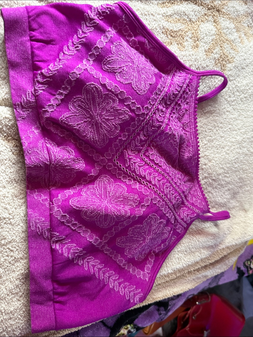 No Boundaries Purple Floral Knit Tank Top